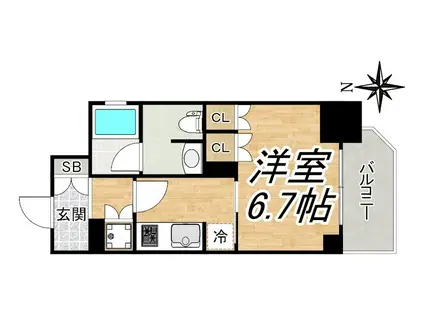 リーガル靭公園南II(1K/9階)の間取り写真