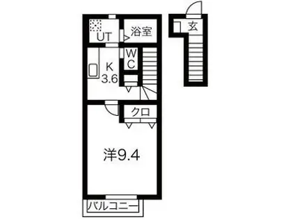 ロジェ コンフォールII(1K/2階)の間取り写真