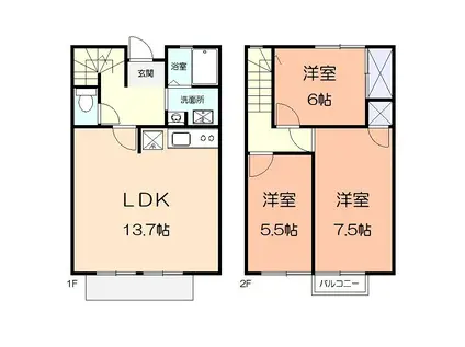 ハイツ高梨(3LDK/1階)の間取り写真