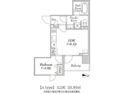 ミリア・レジデンス両国II(1LDK/9階)の間取り写真