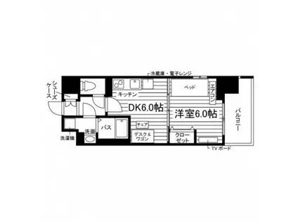 学生会館 ペアレス泉高森パーク(1DK/5階)の間取り写真