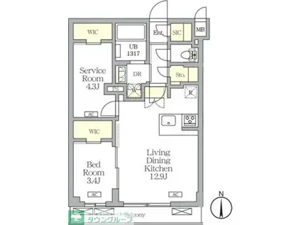 アジールコート都立大学(1SLDK/3階)の間取り写真