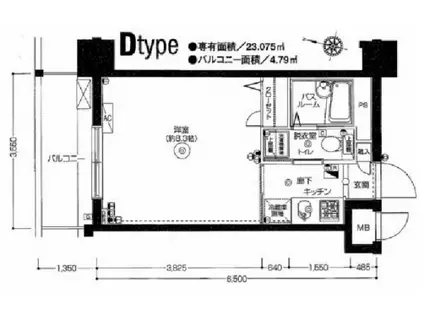 エルミタージュ横濱阪東橋(1K/5階)の間取り写真