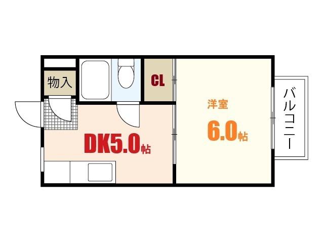 野地ハイツ(1DK/3階)の間取り写真