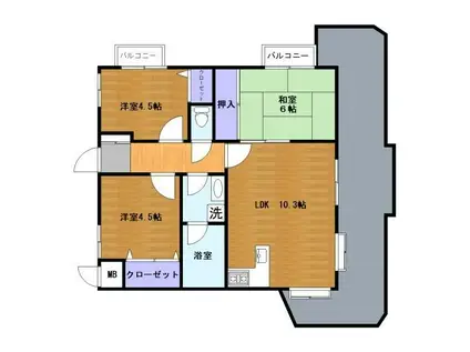 ダイアパレス水前寺第2(3LDK/8階)の間取り写真