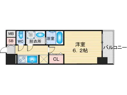 S-RESIDENCE野並駅前BROAD(1K/2階)の間取り写真
