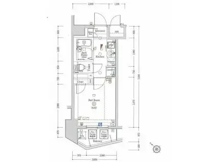 アルテシモ ヴィスタ(1K/9階)の間取り写真