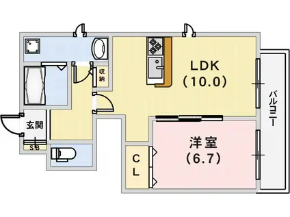ハーバーコート神戸(1LDK/1階)の間取り写真