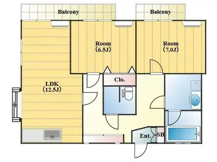 アレイプレジオ(2LDK/2階)の間取り写真