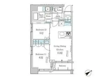 パークアクシス横浜山下町(2LDK/4階)の間取り写真