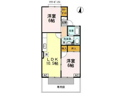 セジュール田中(2LDK/1階)の間取り写真