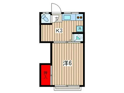 清雲荘(1K/2階)の間取り写真