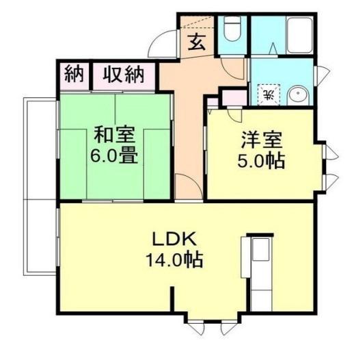 パミドールE棟(2LDK/2階)の間取り写真