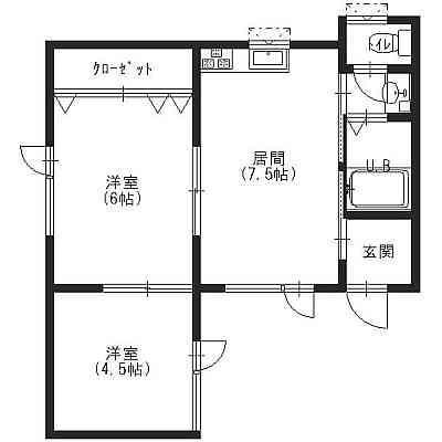 時任荘(2DK/2階)の間取り写真