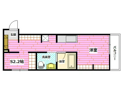 ソシエテ海田・畝(1K/2階)の間取り写真