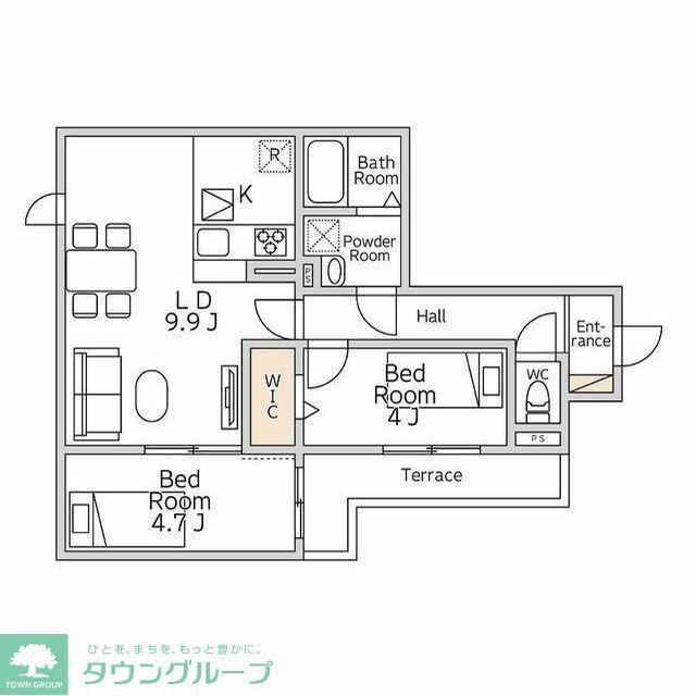 デュエット横浜高田(2LDK/1階)の間取り写真