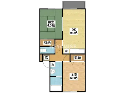 セジュールカコイII(2DK/2階)の間取り写真