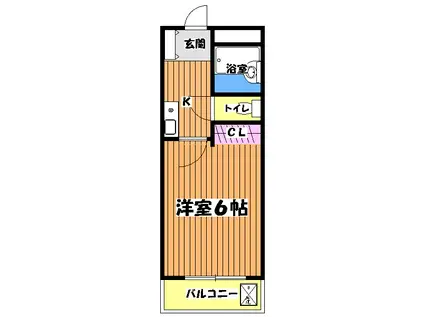 グランデュール(1K/3階)の間取り写真