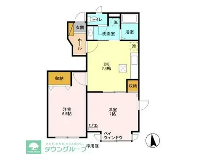 サンライズ 3(2DK/1階)の間取り写真