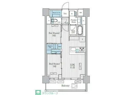 TERRA蚕糸の森(2LDK/3階)の間取り写真