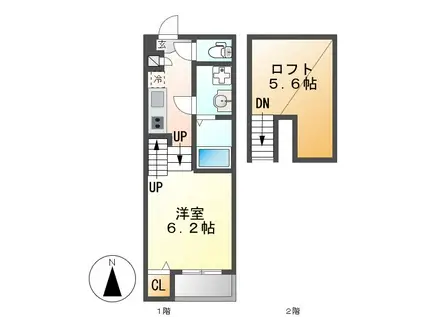 ソライユ本陣(1K/1階)の間取り写真