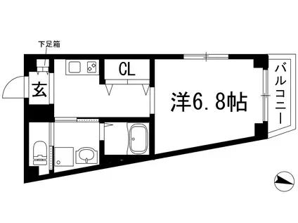 レヴァンテ宝塚(1K/1階)の間取り写真
