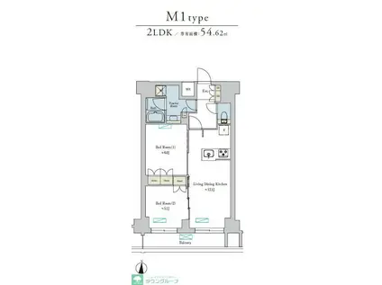 BRILLIA IST 池尻大橋(2LDK/7階)の間取り写真