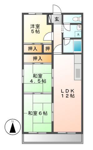 ブランメゾン赤坂(3LDK/2階)の間取り写真