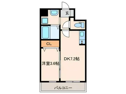 アンフィニXIX(1DK/7階)の間取り写真