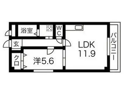 コスモ西里(1LDK/1階)の間取り写真