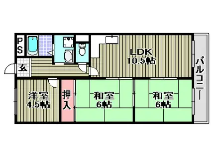 ホワイトウエル(3LDK/4階)の間取り写真