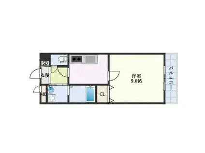 アムールYF(1K/1階)の間取り写真