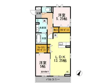 グランテージ学園南(2LDK/2階)の間取り写真
