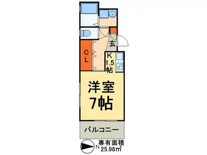 アルテ・カーロ(1K/2階)の間取り写真