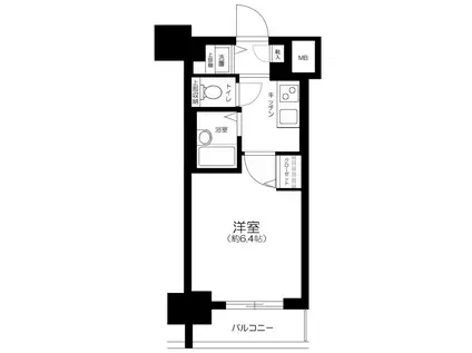 ガラ・グランディ日本橋(1K/4階)の間取り写真