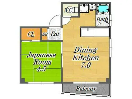 フォンテーヌNO.5(1DK/4階)の間取り写真