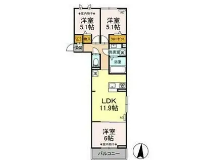 ポラリス(3LDK/2階)の間取り写真
