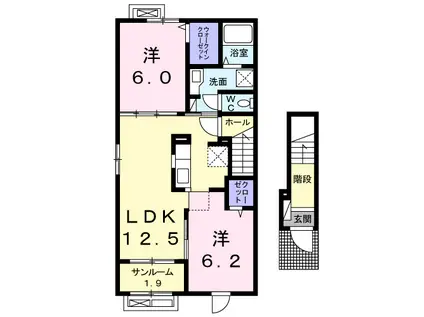 ウェスタン・ヴィラ(2LDK/2階)の間取り写真