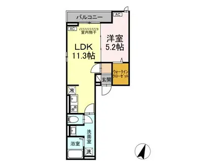 ディールーム万町2(1LDK/3階)の間取り写真
