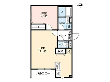 MOMOS HOUSE(1LDK/1階)の間取り写真