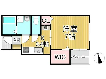 AT.サウスA棟(1K/1階)の間取り写真