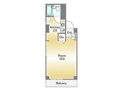 桃丘ハイツ(ワンルーム/3階)の間取り写真