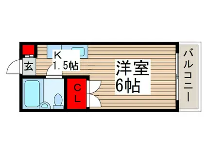 ピュアシティ清瀬(1K/1階)の間取り写真
