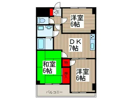 プラタトミオカ(3DK/2階)の間取り写真