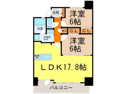 CHAYAGASAKA RISE(2LDK/10階)の間取り写真