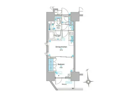 ブラウ東上野(1DK/14階)の間取り写真