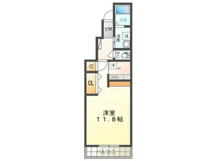 ニューアセット(1K/1階)の間取り写真