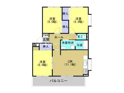 エンゼルシャトー(3LDK/1階)の間取り写真