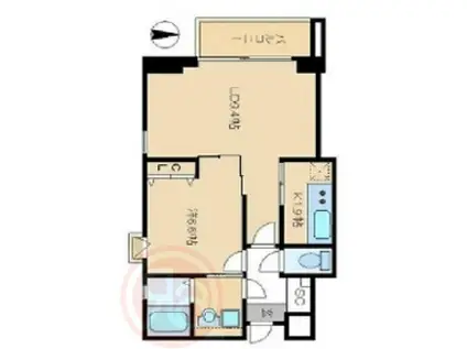 アリスマナーガーデン新町(1LK/2階)の間取り写真