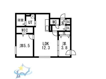 PRECIOUS HASSAMU-MINAMI(2LDK/1階)の間取り写真